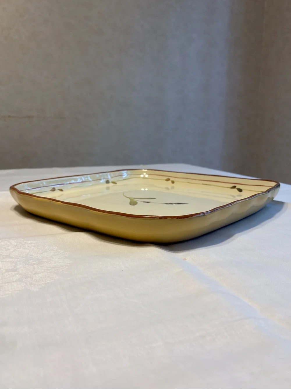 Crate and Barrel Provence Rustic Olive Branch Terracotta serving Platter